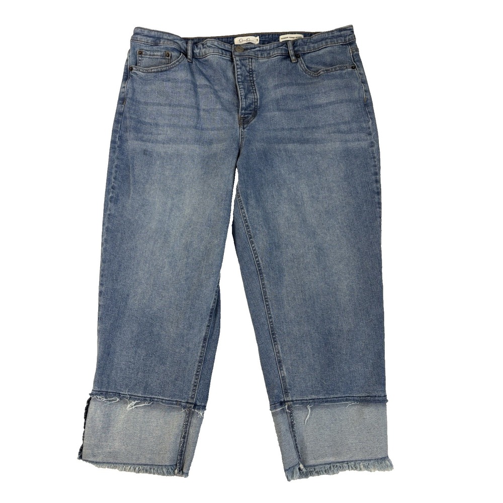 Jessica Simpson Women's 18W Throwback Vintage Straight‎ Jeans Cropped Button Fly